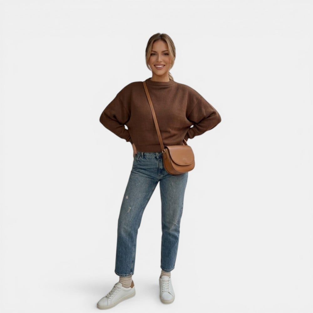 SUETER MUJER CASUAL CERRADA MLARGA CLASICO 359G-25 COLOR CHOCOLATE - 2