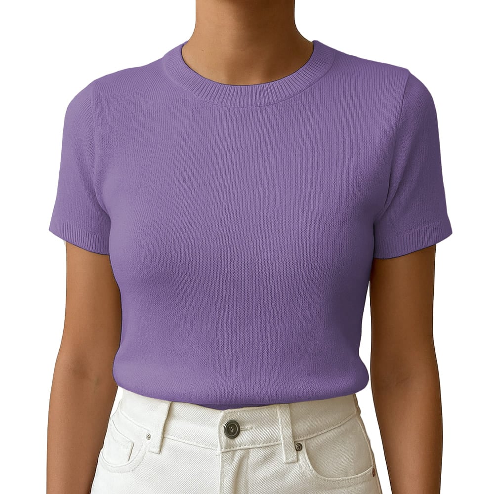 POLO MUJER MANGA CORTA COLOR ENTERO HILO TACTO ALGODON DAY362G-18 COLOR MORA - 1