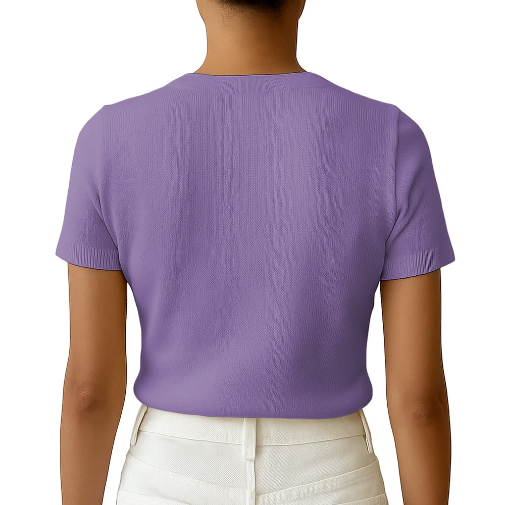 POLO MUJER MANGA CORTA COLOR ENTERO HILO TACTO ALGODON DAY362G-18 COLOR MORA - 2