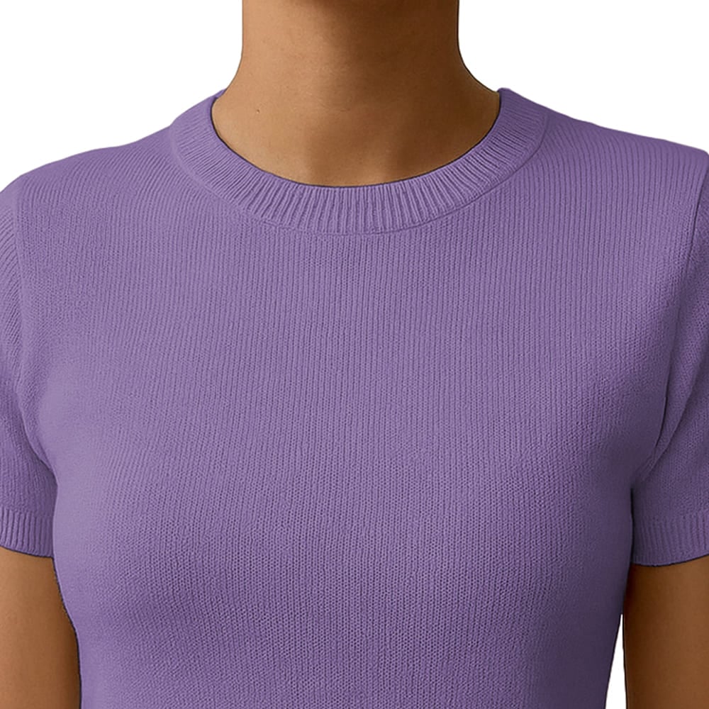 POLO MUJER MANGA CORTA COLOR ENTERO HILO TACTO ALGODON DAY362G-18 COLOR MORA - 3