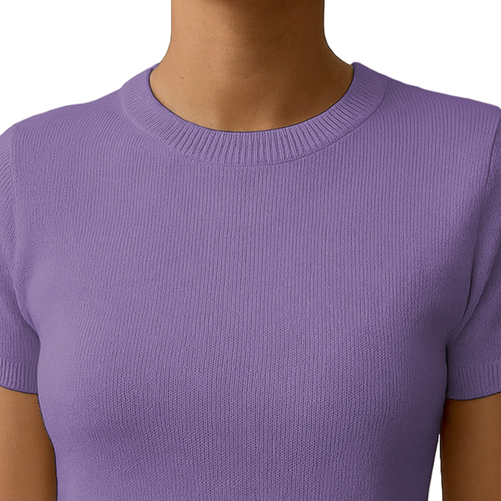 POLO MUJER MANGA CORTA COLOR ENTERO HILO TACTO ALGODON DAY362G-18 COLOR MORA - 3