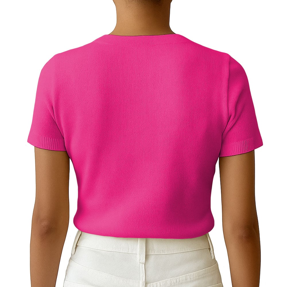 POLO MUJER MANGA CORTA COLOR ENTERO HILO TACTO ALGODON DAY362G-18 COLOR FUCSIA - 2