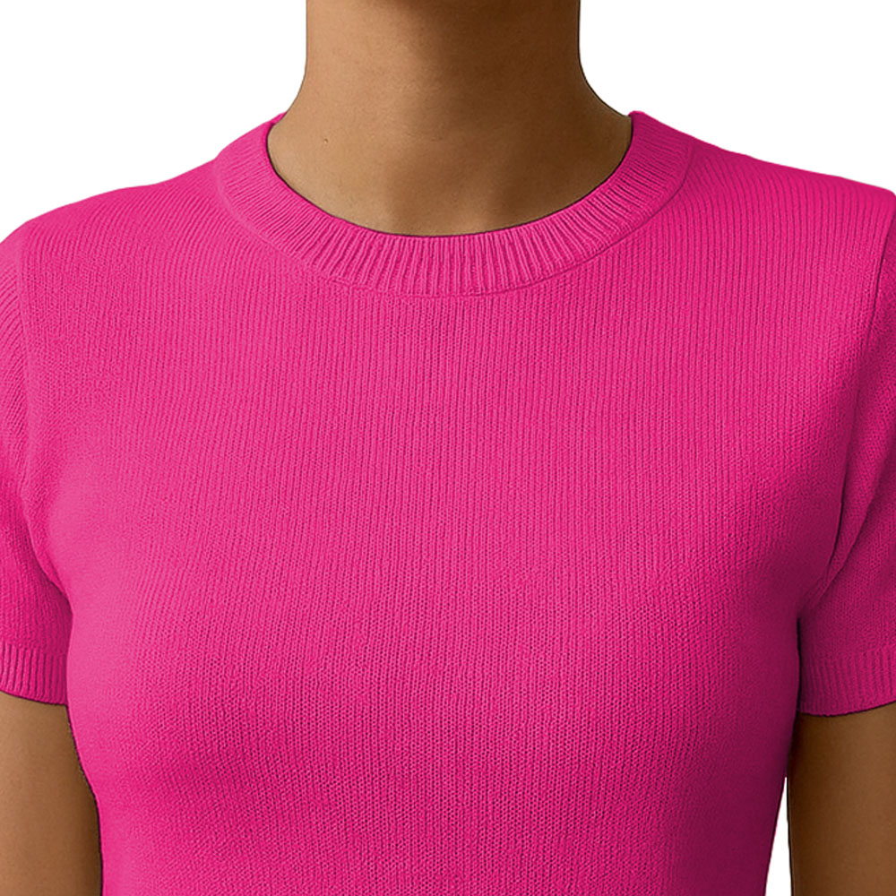 POLO MUJER MANGA CORTA COLOR ENTERO HILO TACTO ALGODON DAY362G-18 COLOR FUCSIA - 3