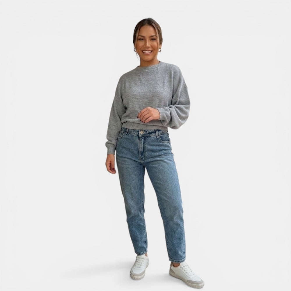 SUETER MUJER CASUAL CERRADA MLARGA CLASICO 359G-25 COLOR GRIS CLARO - 2