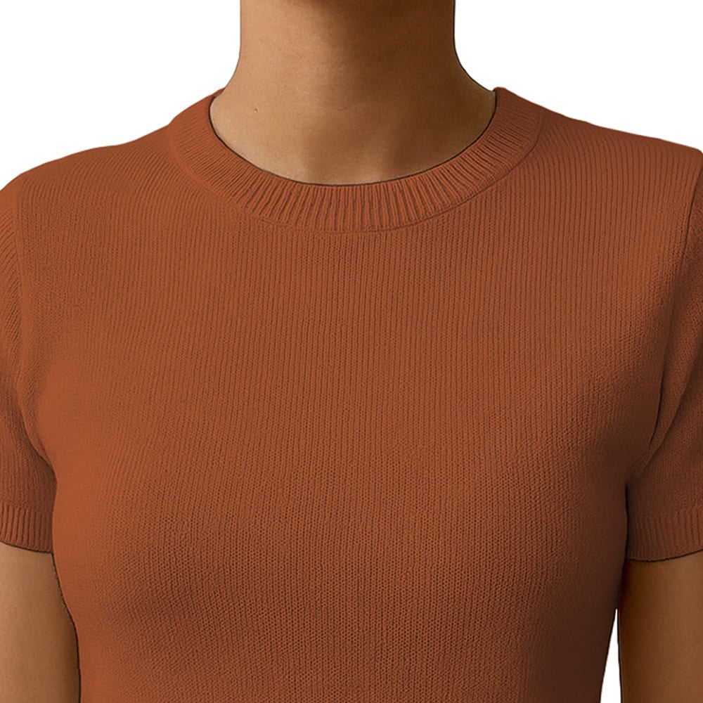 POLO MUJER MANGA CORTA COLOR ENTERO HILO TACTO ALGODON DAY362G-18 COLOR COBRIZO - 2