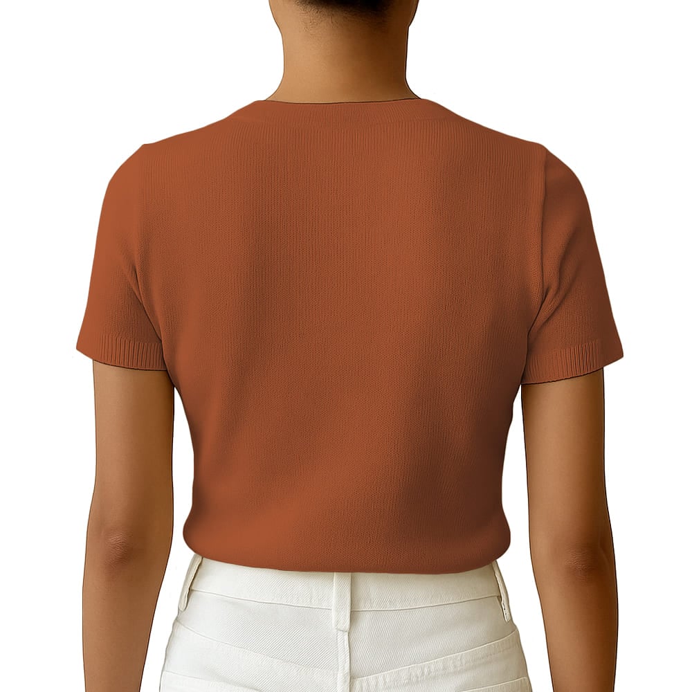 POLO MUJER MANGA CORTA COLOR ENTERO HILO TACTO ALGODON DAY362G-18 COLOR COBRIZO - 3