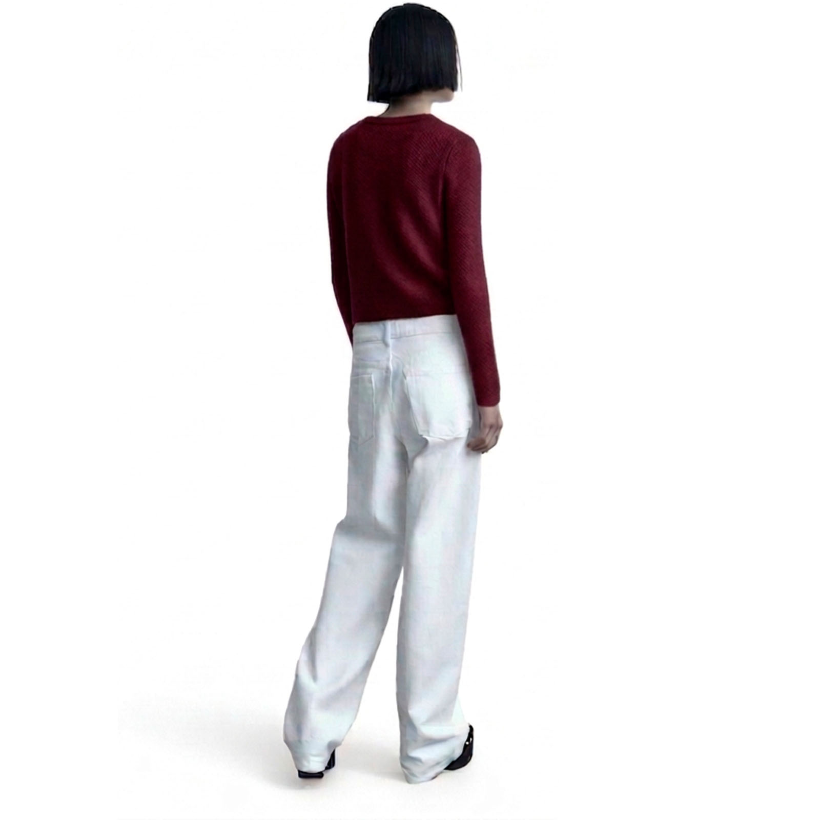 CARDIGAN MUJER CASUAL BOLSILLO BOTONES MLARGA HILO ALGODON 359G-28 COLOR VINO - 2