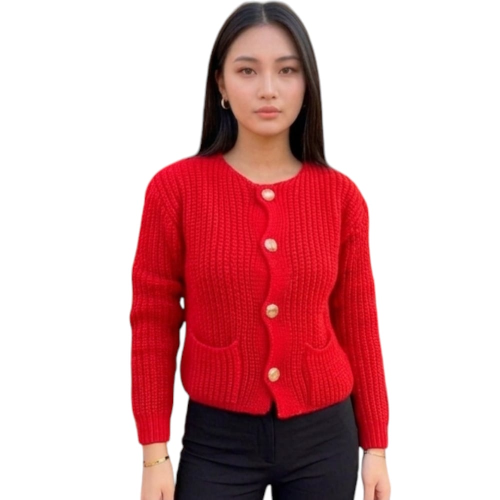 CHOMPA MUJER CON BOLSILLOS MANGA LARGA DE DRALOM ROSG-25 COLOR ROJO - 1