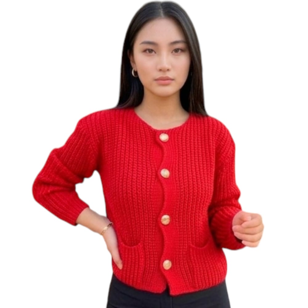 CHOMPA MUJER CON BOLSILLOS MANGA LARGA DE DRALOM ROSG-25 COLOR ROJO - 3