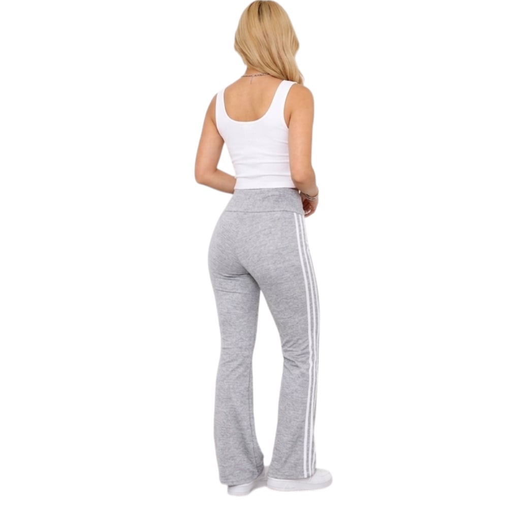 PANTALON MUJER PALAZO RAYITAS RIB GRUESO ALGODON ANA604-19 COLOR AZUL GRAFITO - 2
