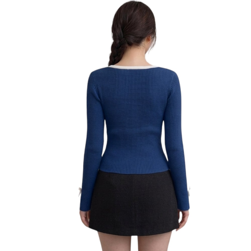 POLO MUJER LAZOS MANGA LARGA HILO ALGODON DOM463G-18 COLOR AZUL GRAFITO - 2