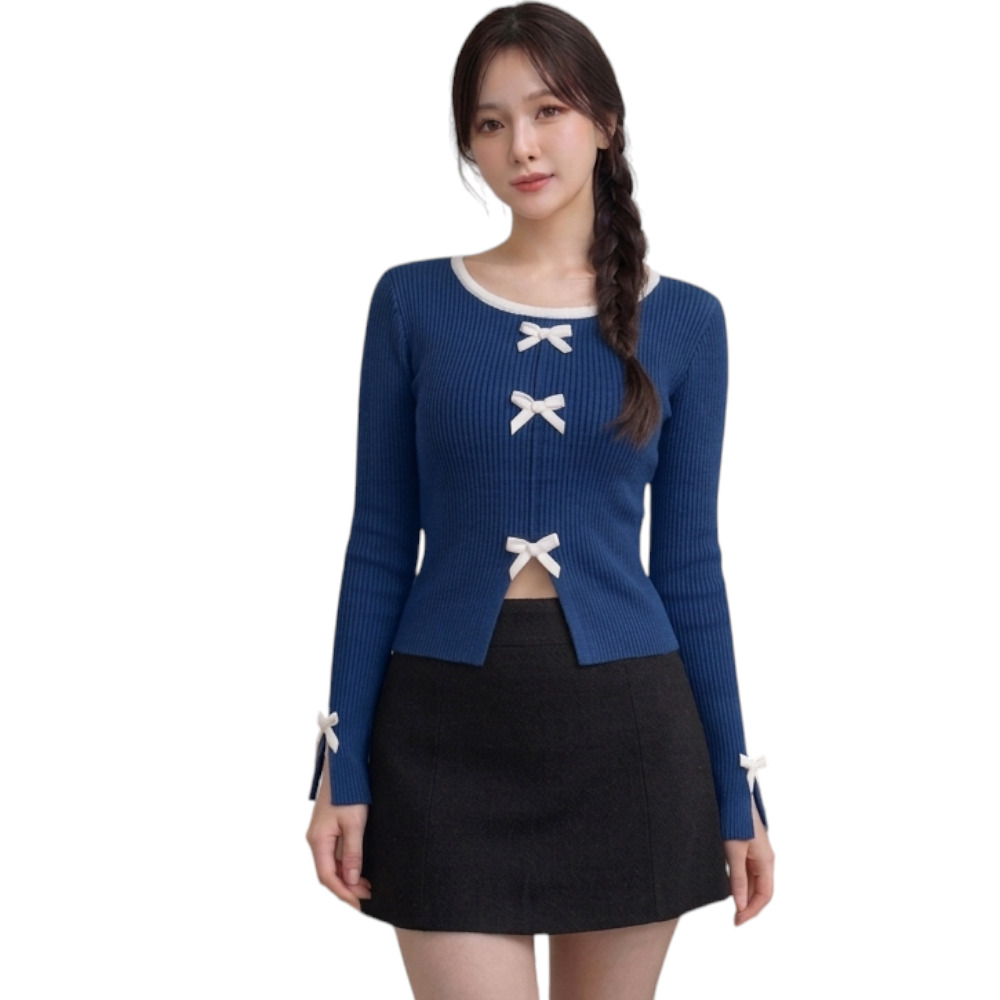 POLO MUJER LAZOS MANGA LARGA HILO ALGODON DOM463G-18 COLOR AZUL GRAFITO - 3