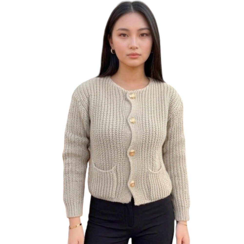 CHOMPA MUJER CON BOLSILLOS MANGA LARGA DE DRALOM ROSG-25 COLOR BEIGE - 1