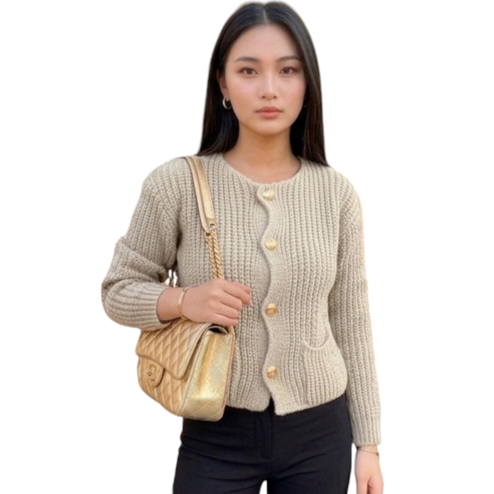 CHOMPA MUJER CON BOLSILLOS MANGA LARGA DE DRALOM ROSG-25 COLOR BEIGE - 4