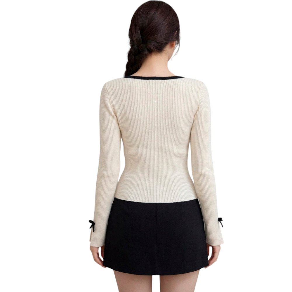 POLO MUJER LAZOS MANGA LARGA HILO ALGODON DOM463G-18 COLOR CRUDO - 2