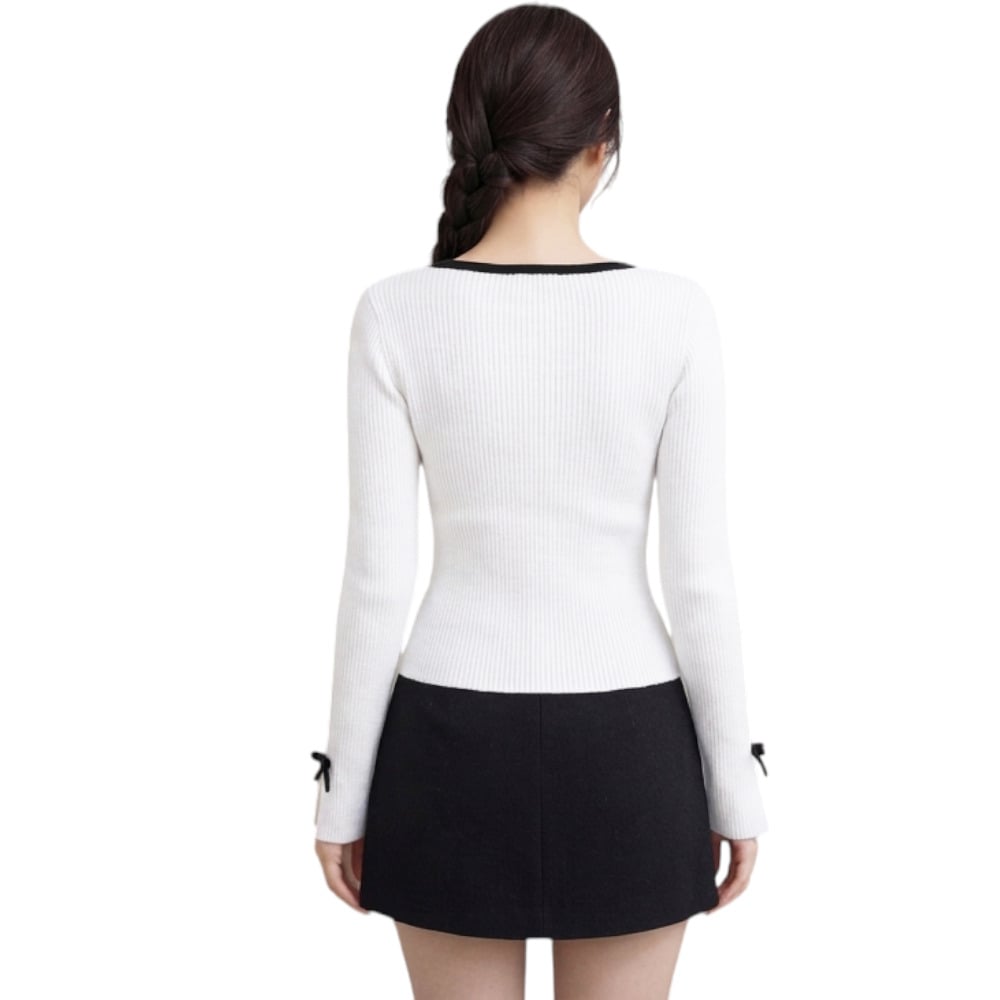 POLO MUJER LAZOS MANGA LARGA HILO ALGODON DOM463G-18 COLOR PERLA - 2