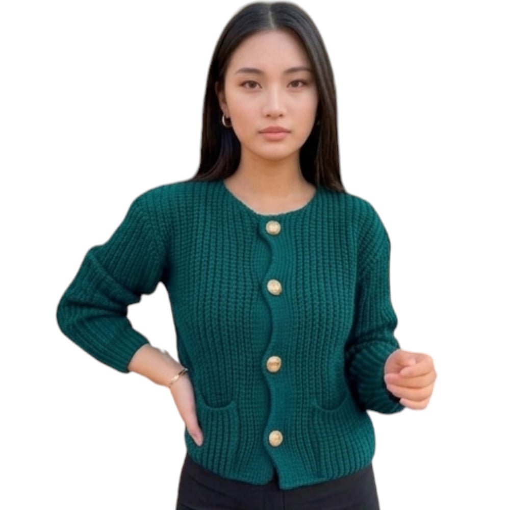 CHOMPA MUJER CON BOLSILLOS MANGA LARGA DE DRALOM ROSG-25 COLOR VERDE BOTELLA - 3