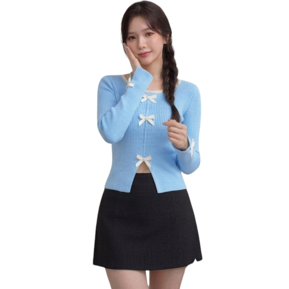 POLO MUJER LAZOS MANGA LARGA HILO ALGODON DOM463G-18 COLOR CELESTE - 1