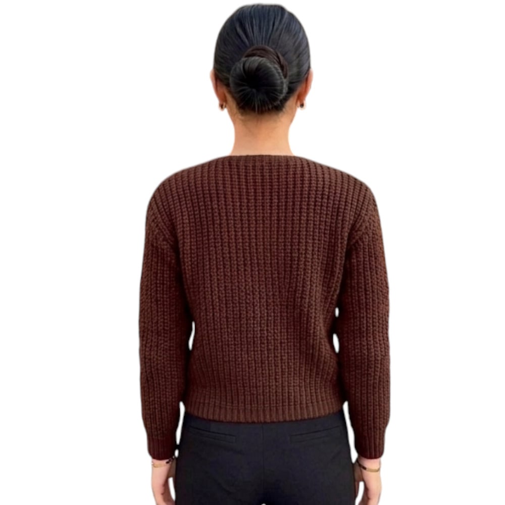 CHOMPA MUJER CON BOLSILLOS MANGA LARGA DE DRALOM ROSG-25 COLOR CHOCOLATE - 2