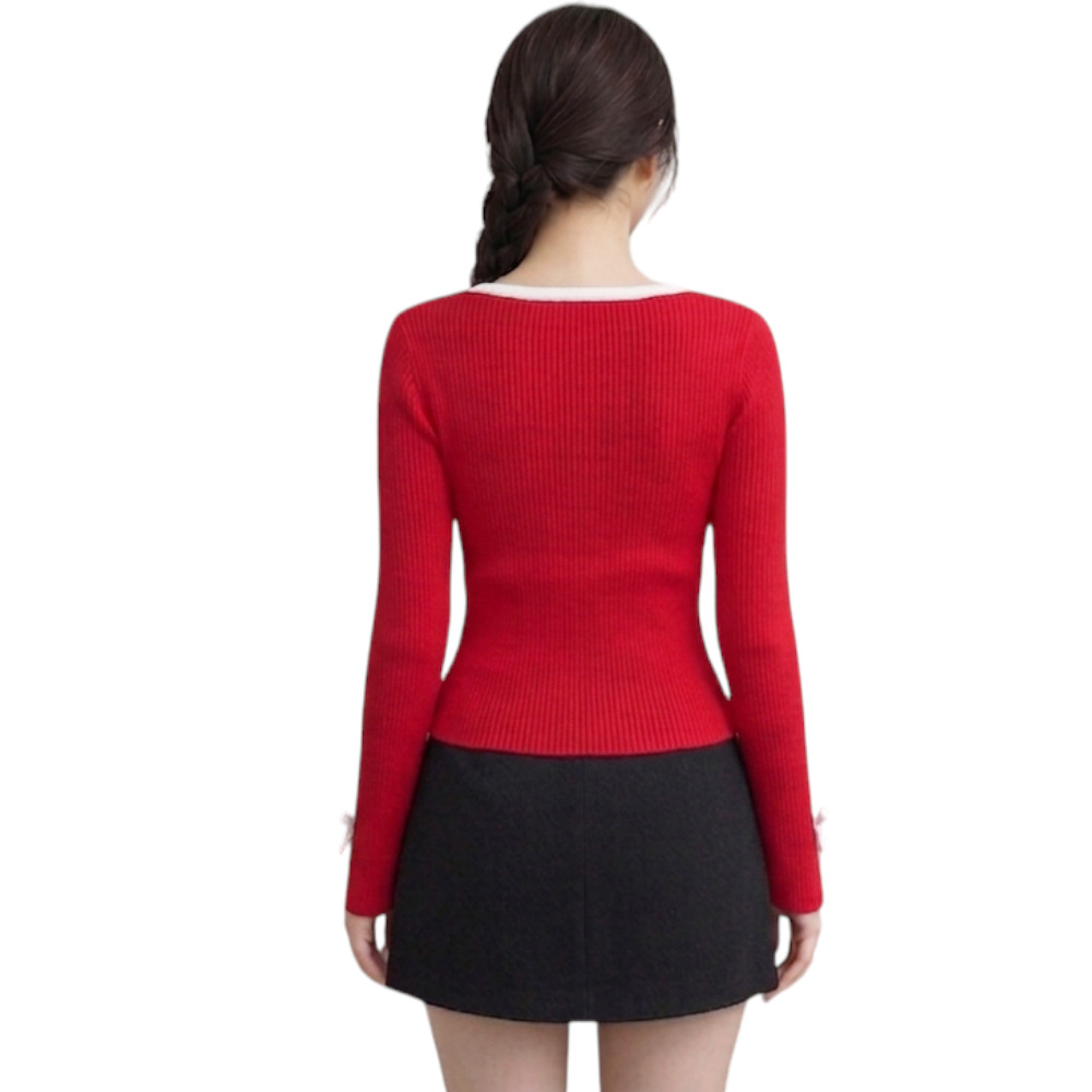 POLO MUJER LAZOS MANGA LARGA HILO ALGODON DOM463G-18 COLOR ROJO - 2