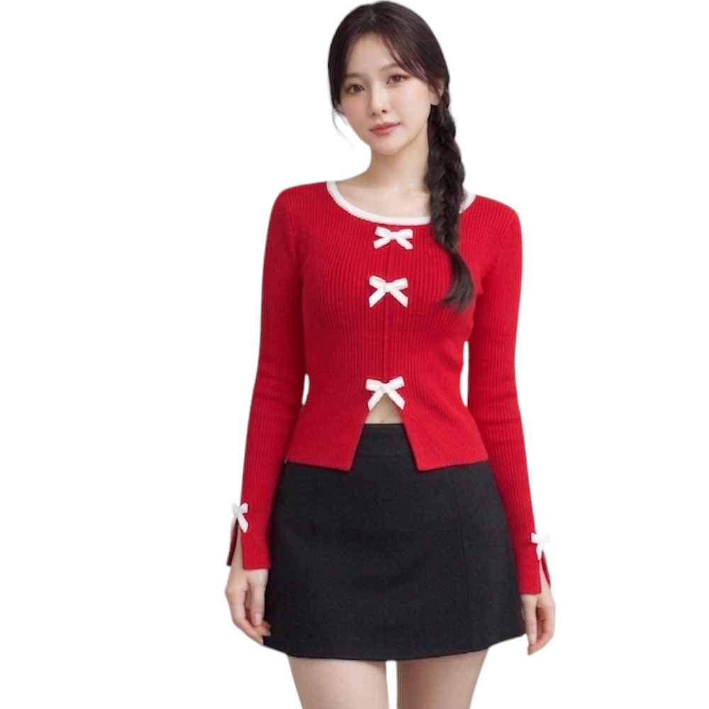 POLO MUJER LAZOS MANGA LARGA HILO ALGODON DOM463G-18 COLOR ROJO - 3