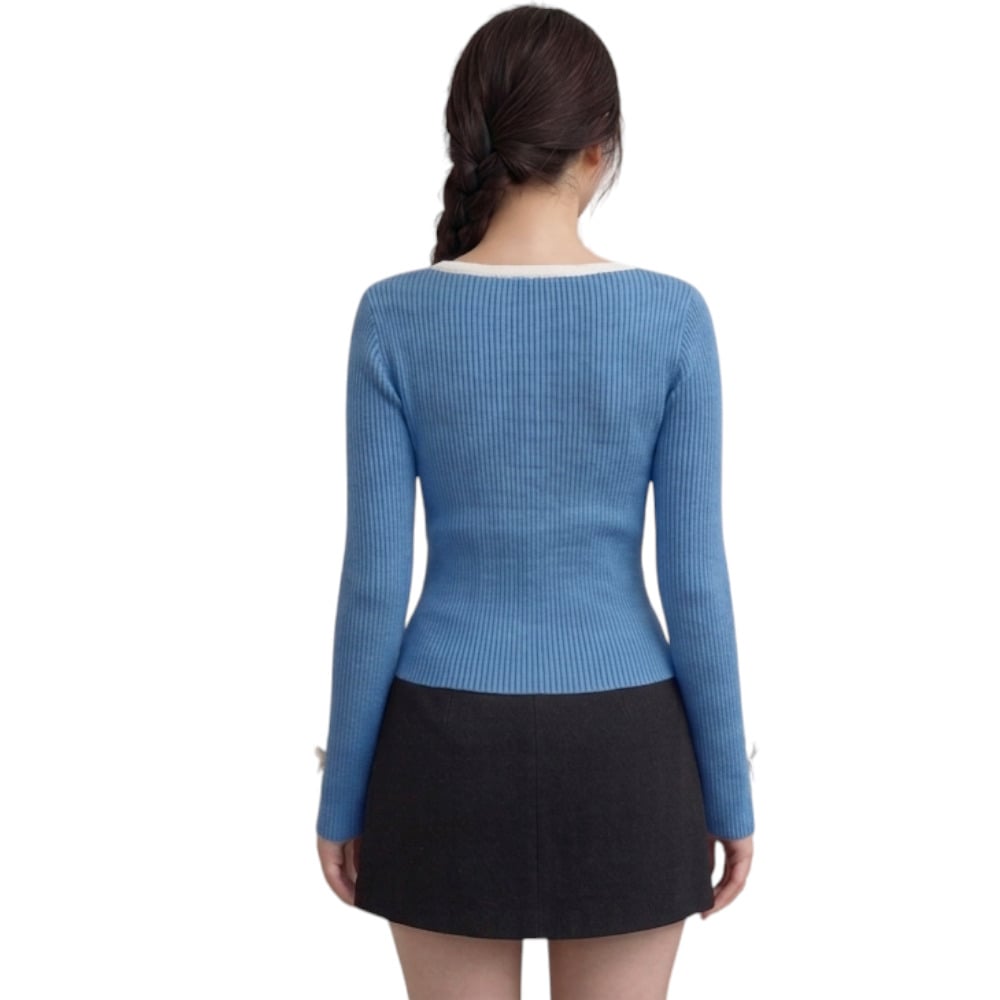 POLO MUJER LAZOS MANGA LARGA HILO ALGODON DOM463G-18 COLOR ACERO - 2