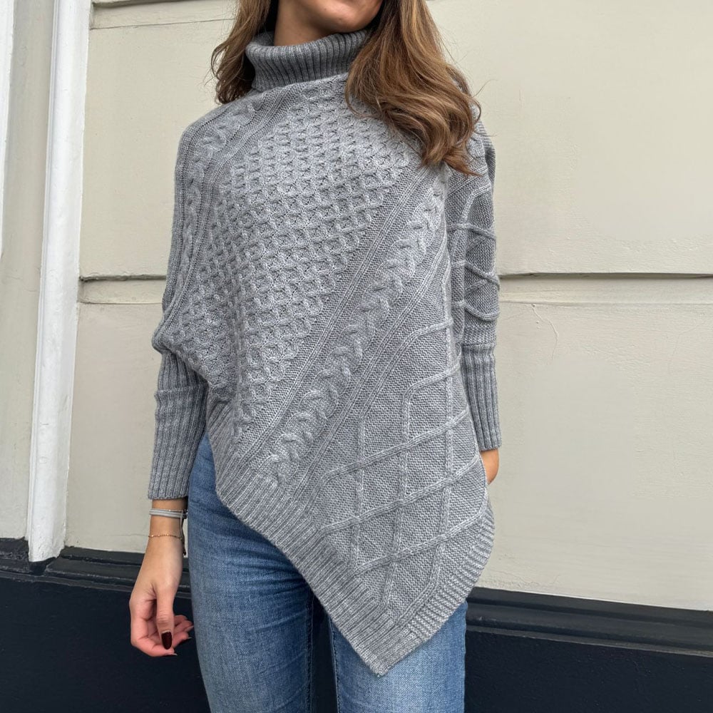 CHOMPA PONCHO INVERNO MUJER DRALOM COLOR GRIS - 1