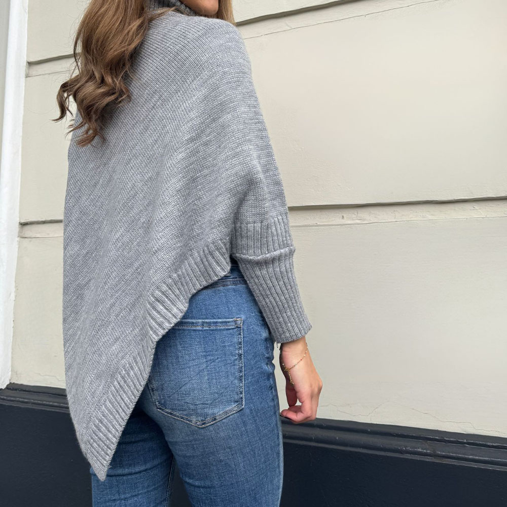 CHOMPA PONCHO INVERNO MUJER DRALOM COLOR GRIS - 3