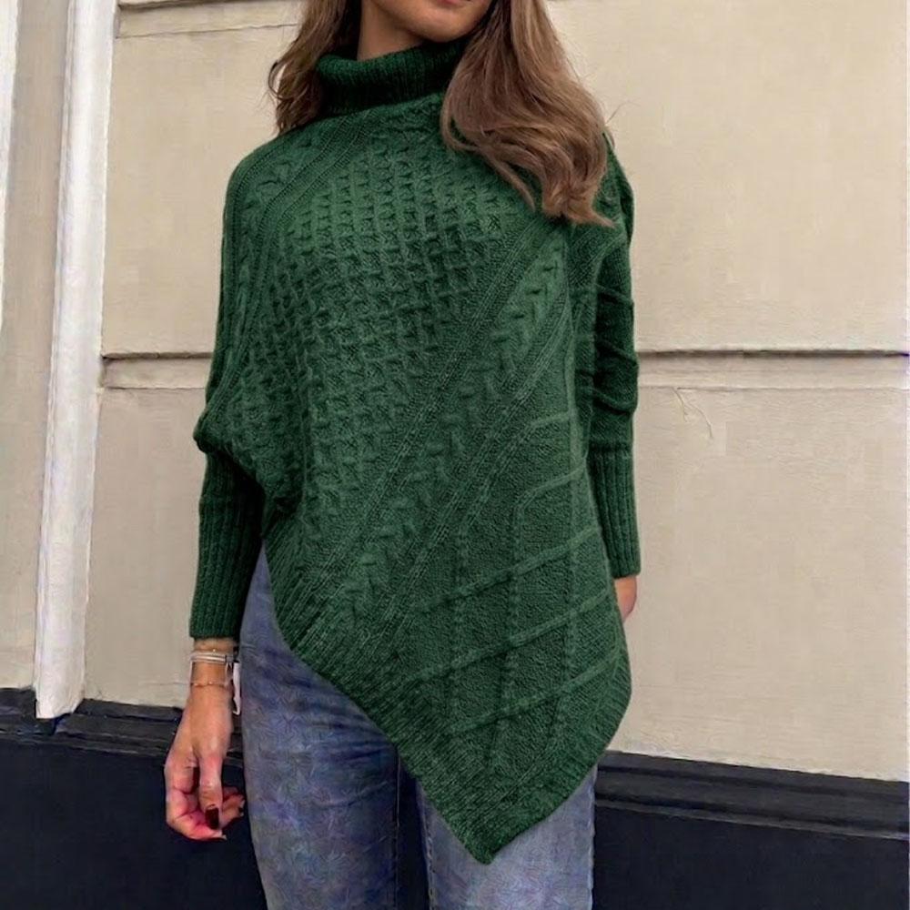 CHOMPA PONCHO INVERNO MUJER DRALOM COLOR VERDE - 1