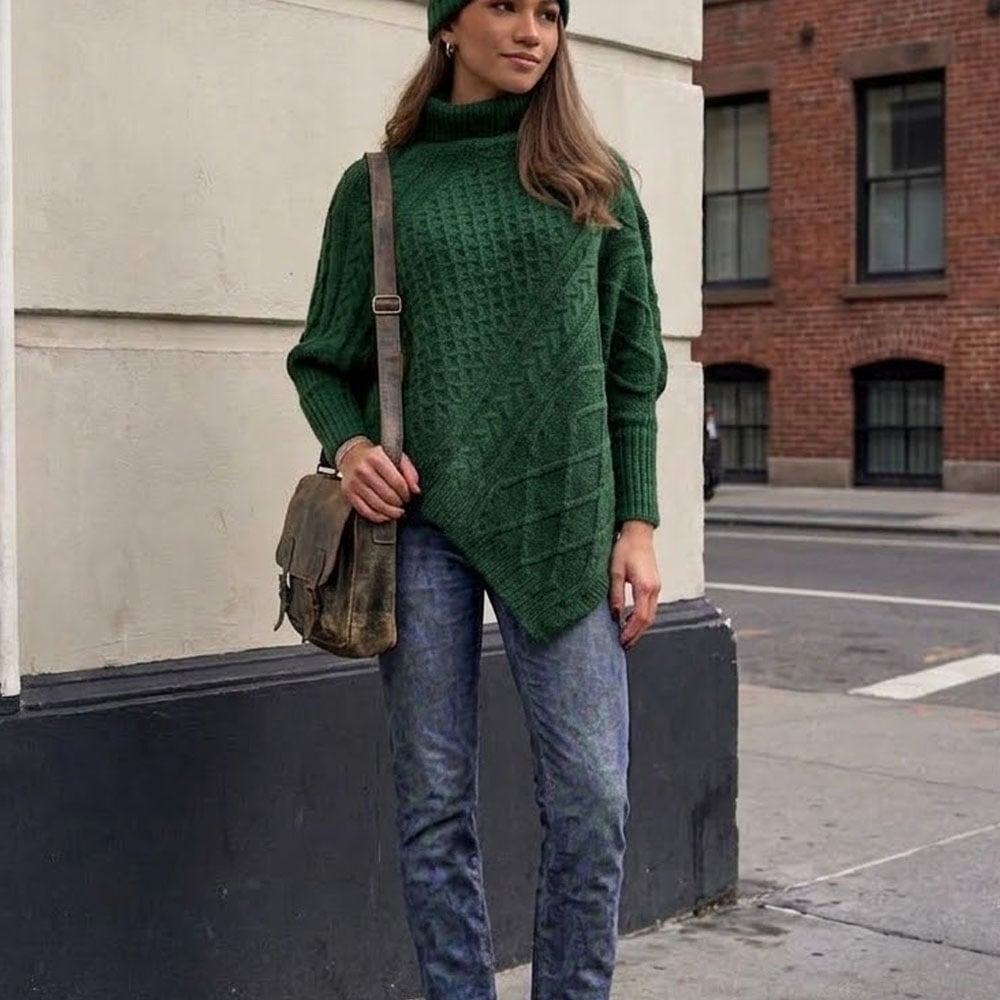 CHOMPA PONCHO INVERNO MUJER DRALOM COLOR VERDE - 3