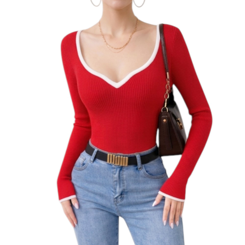 POLO CORAZON MANGA LARGA RIB GRUESO ALGODON TIC-14 COLOR ROJO - 2