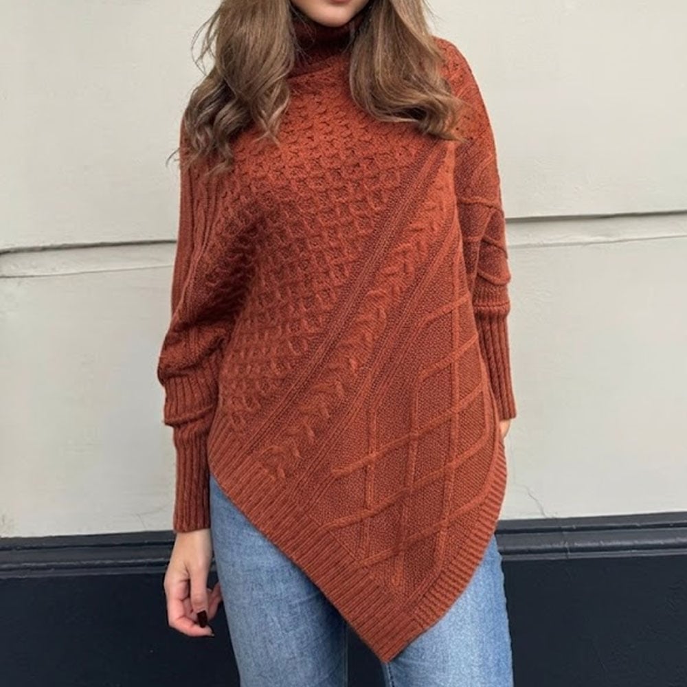 CHOMPA PONCHO INVERNO MUJER DRALOM COLOR LACRE - 1