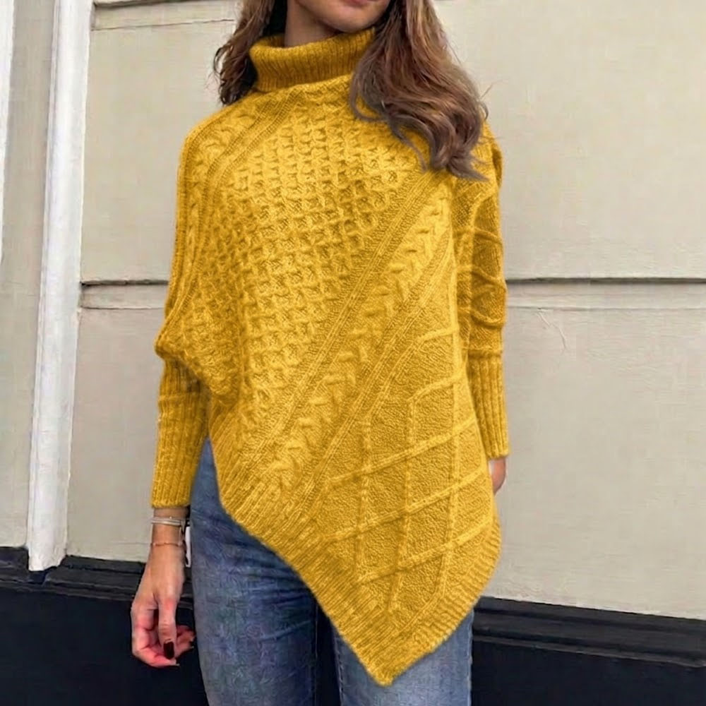 CHOMPA PONCHO INVERNO MUJER DRALOM COLOR AMARILLO - 1