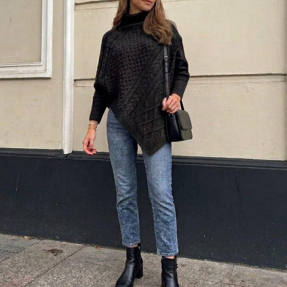 CHOMPA PONCHO INVERNO MUJER DRALOM COLOR NEGRO - 2