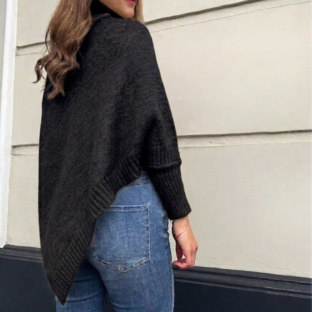 CHOMPA PONCHO INVERNO MUJER DRALOM COLOR NEGRO - 3