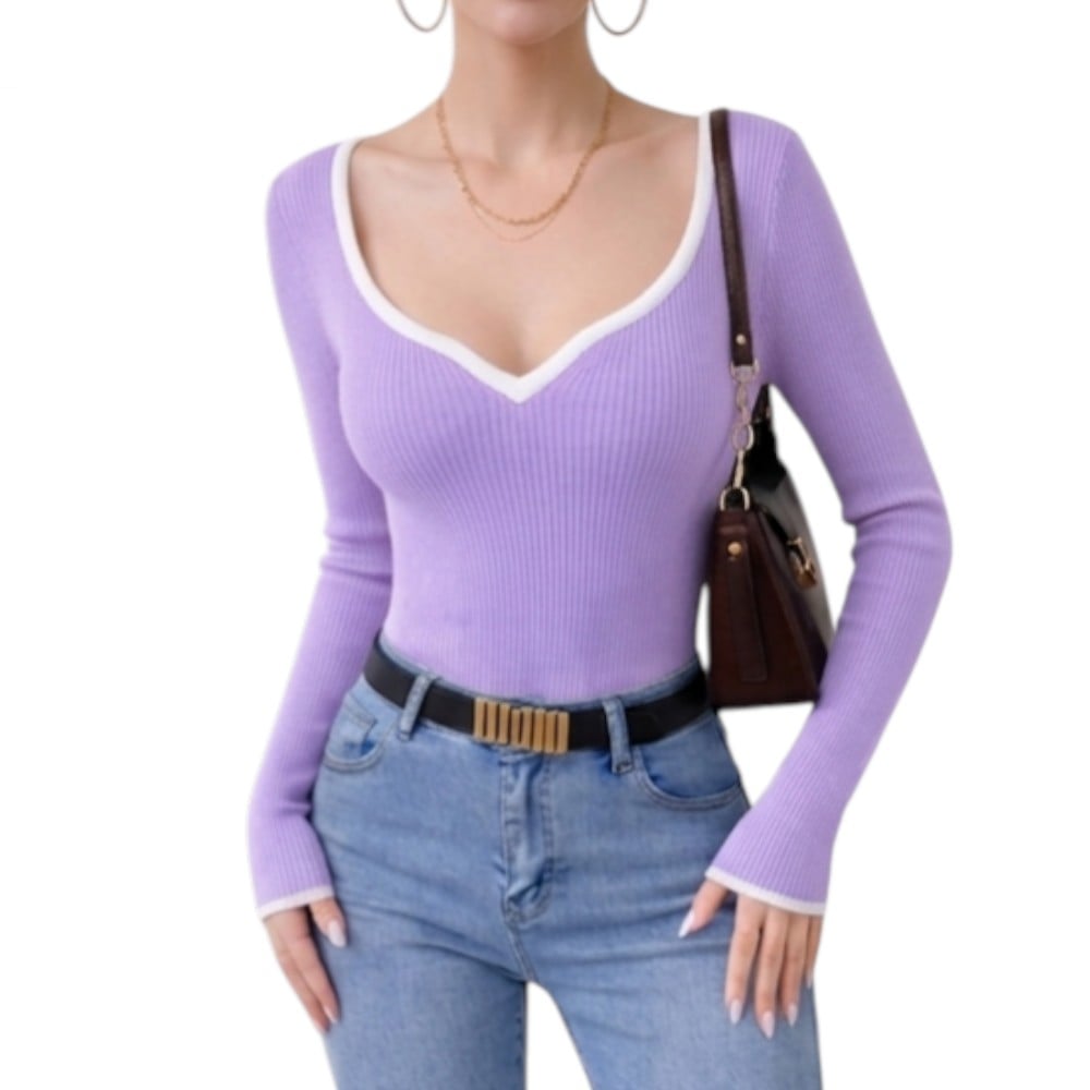 POLO CORAZON MANGA LARGA RIB GRUESO ALGODON TIC-14 COLOR LILA - 3