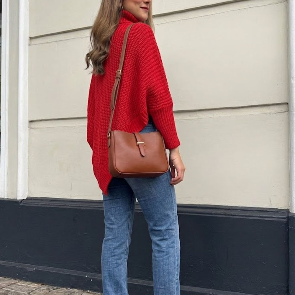 CHOMPA PONCHO INVERNO MUJER DRALOM COLOR ROJO - 3