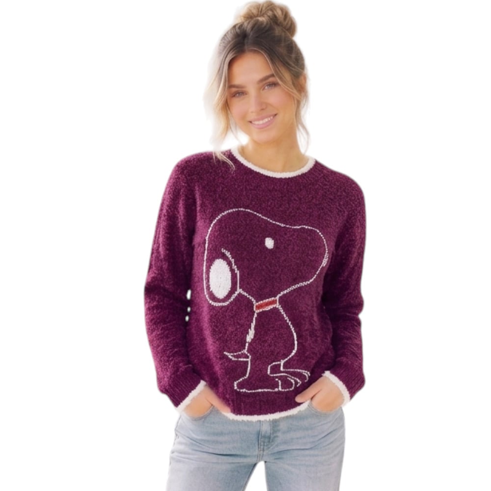 CHOMPA MUJER SNOO DOM463G-24 HILO CHENILE COLOR VINO - 1
