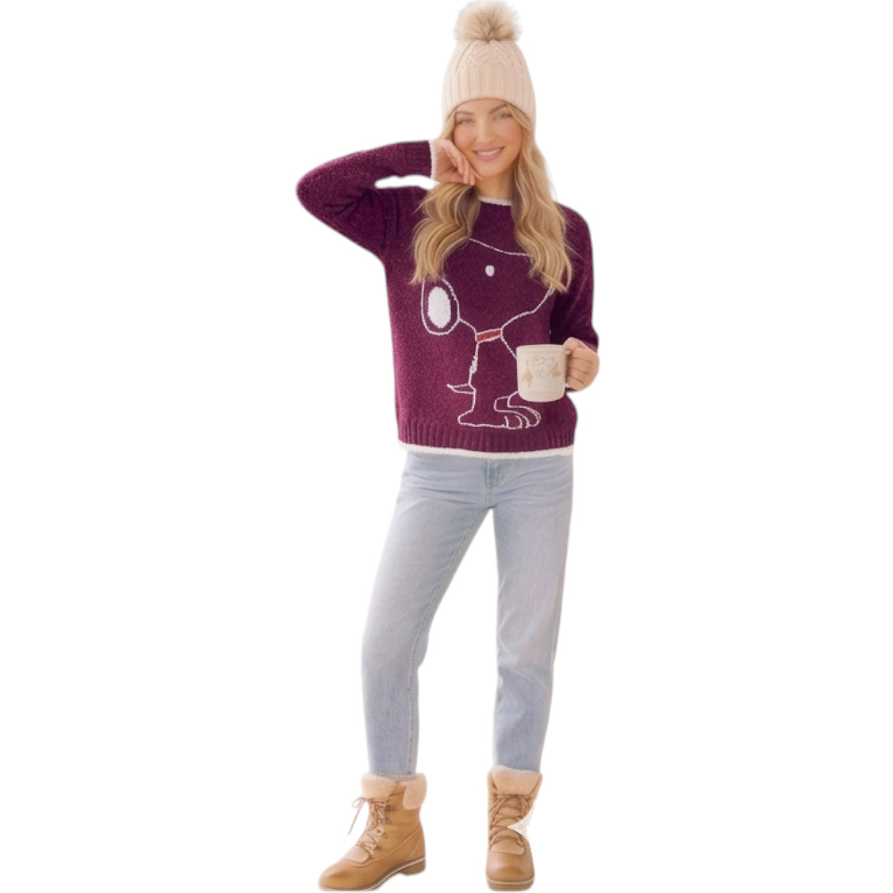 CHOMPA MUJER SNOO DOM463G-24 HILO CHENILE COLOR VINO - 2