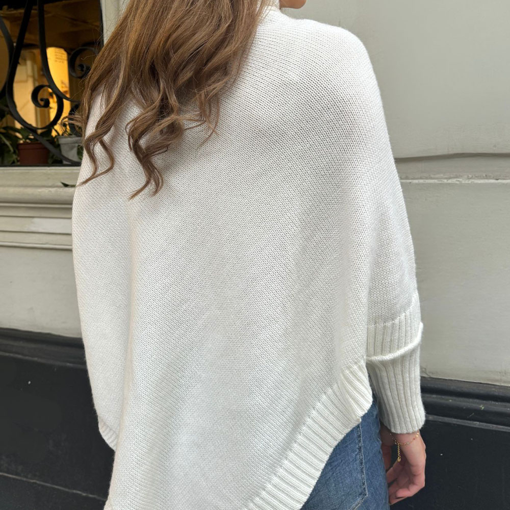 CHOMPA PONCHO INVERNO MUJER DRALOM COLOR PERLA - 2