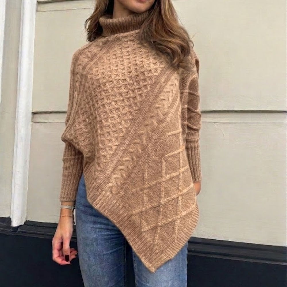 CHOMPA PONCHO INVERNO MUJER DRALOM COLOR BEIGE - 1