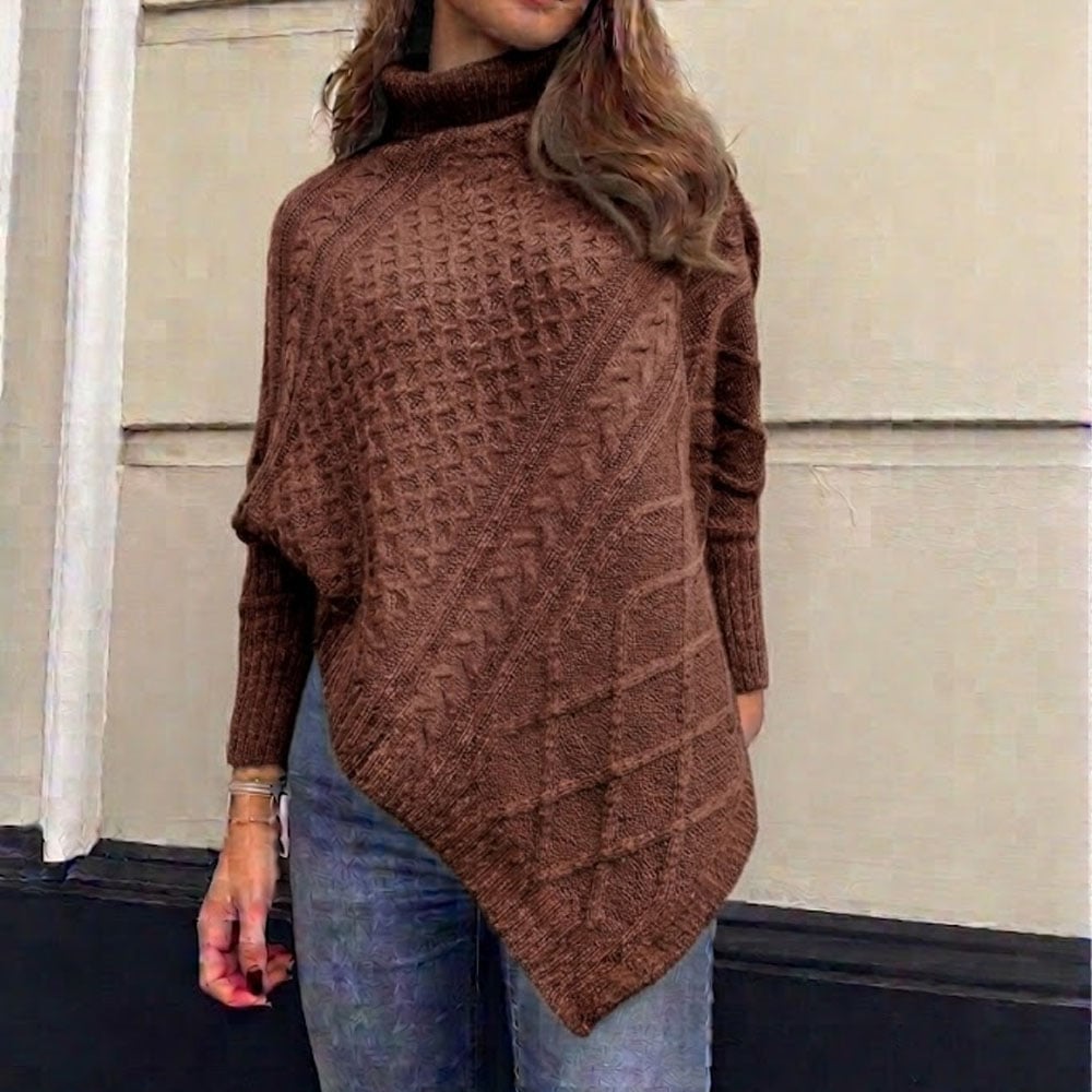 CHOMPA PONCHO INVERNO MUJER DRALOM COLOR CHOCOLATE - 1