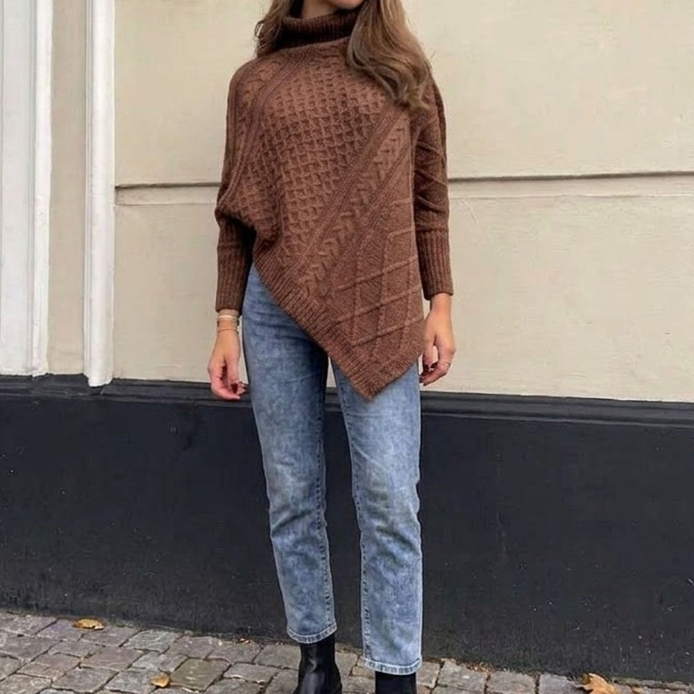 CHOMPA PONCHO INVERNO MUJER DRALOM COLOR CHOCOLATE - 2
