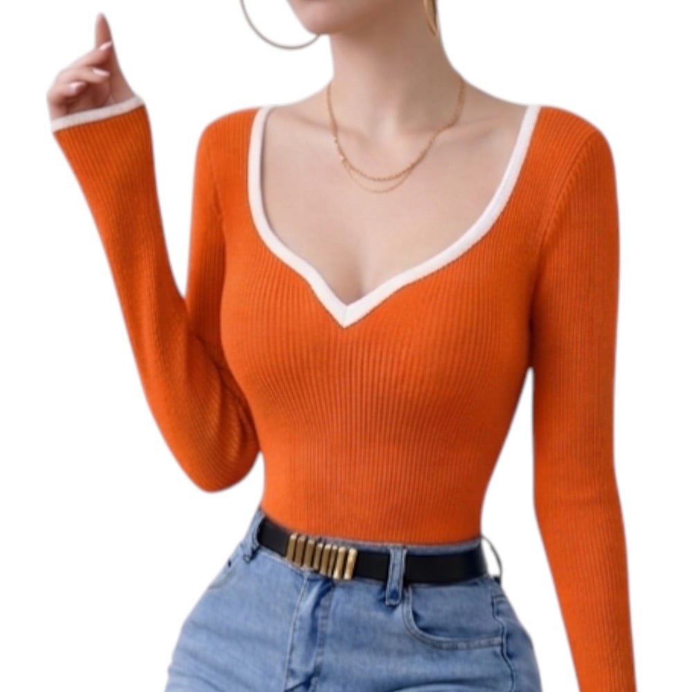POLO CORAZON MANGA LARGA RIB GRUESO ALGODON TIC-14 COLOR NARANJA - 1