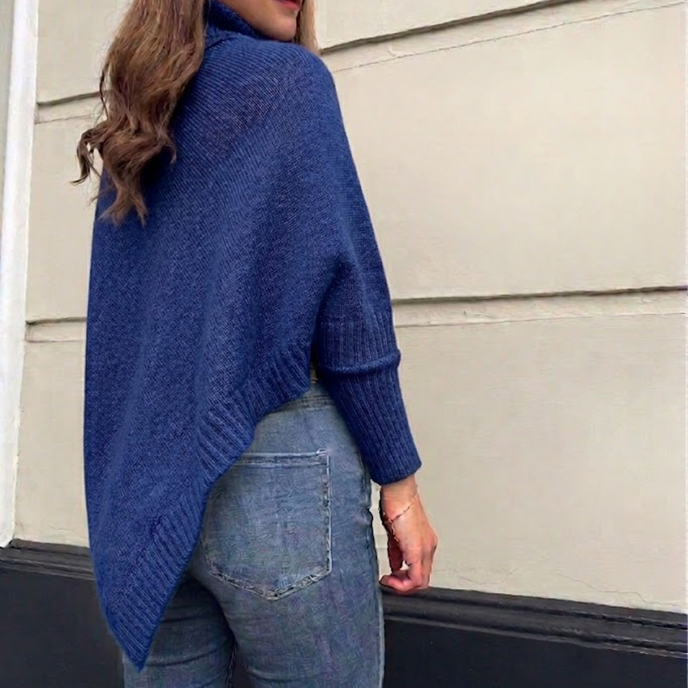 CHOMPA PONCHO INVERNO MUJER DRALOM COLOR AZUL - 2