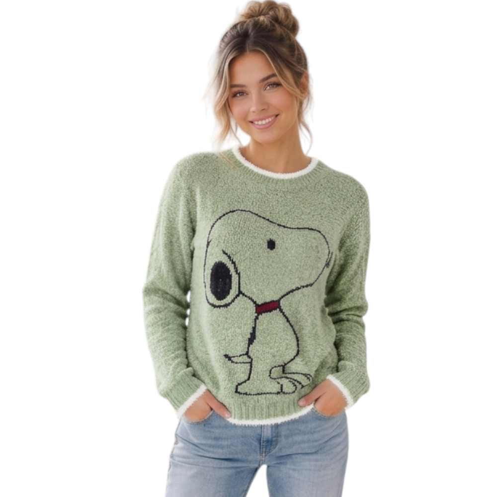 CHOMPA MUJER SNOO DOM463G-24 HILO CHENILE COLOR VERDE OLIVO - 1