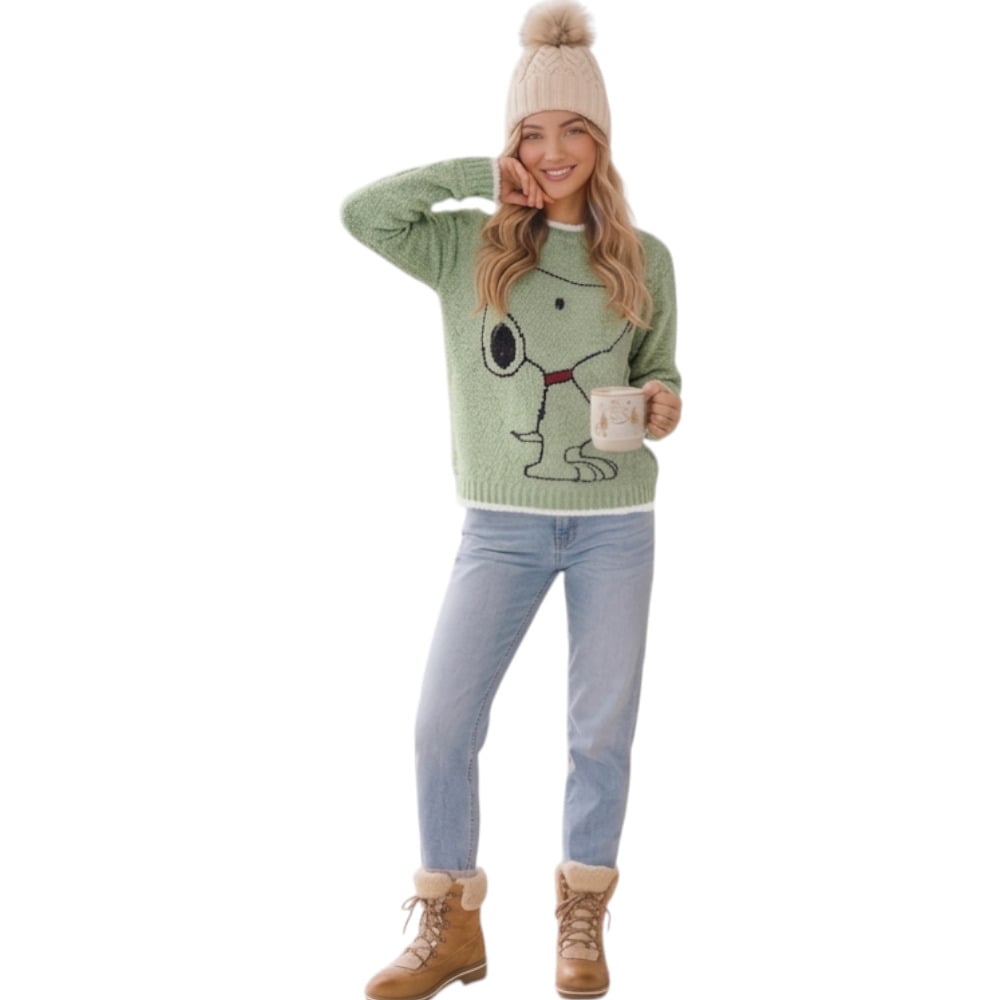 CHOMPA MUJER SNOO DOM463G-24 HILO CHENILE COLOR VERDE OLIVO - 4