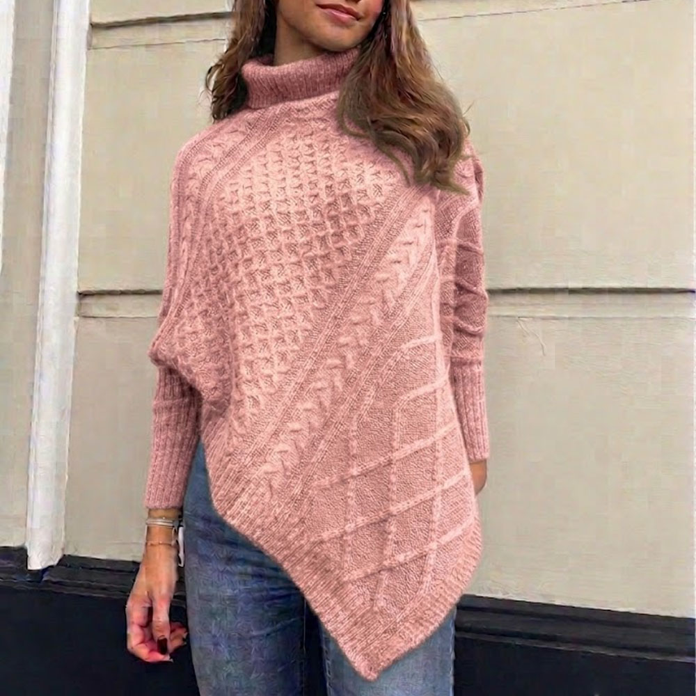 CHOMPA PONCHO INVERNO MUJER DRALOM COLOR ROSA - 1