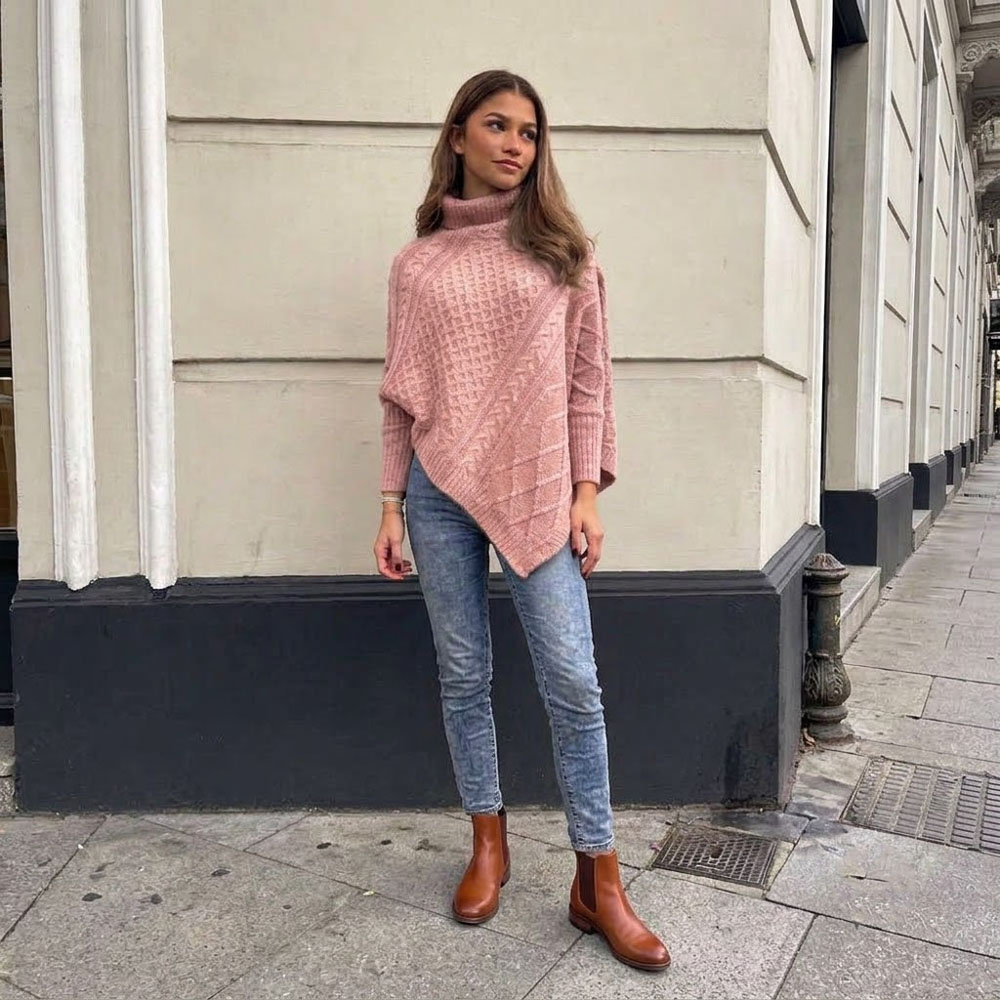 CHOMPA PONCHO INVERNO MUJER DRALOM COLOR ROSA - 2