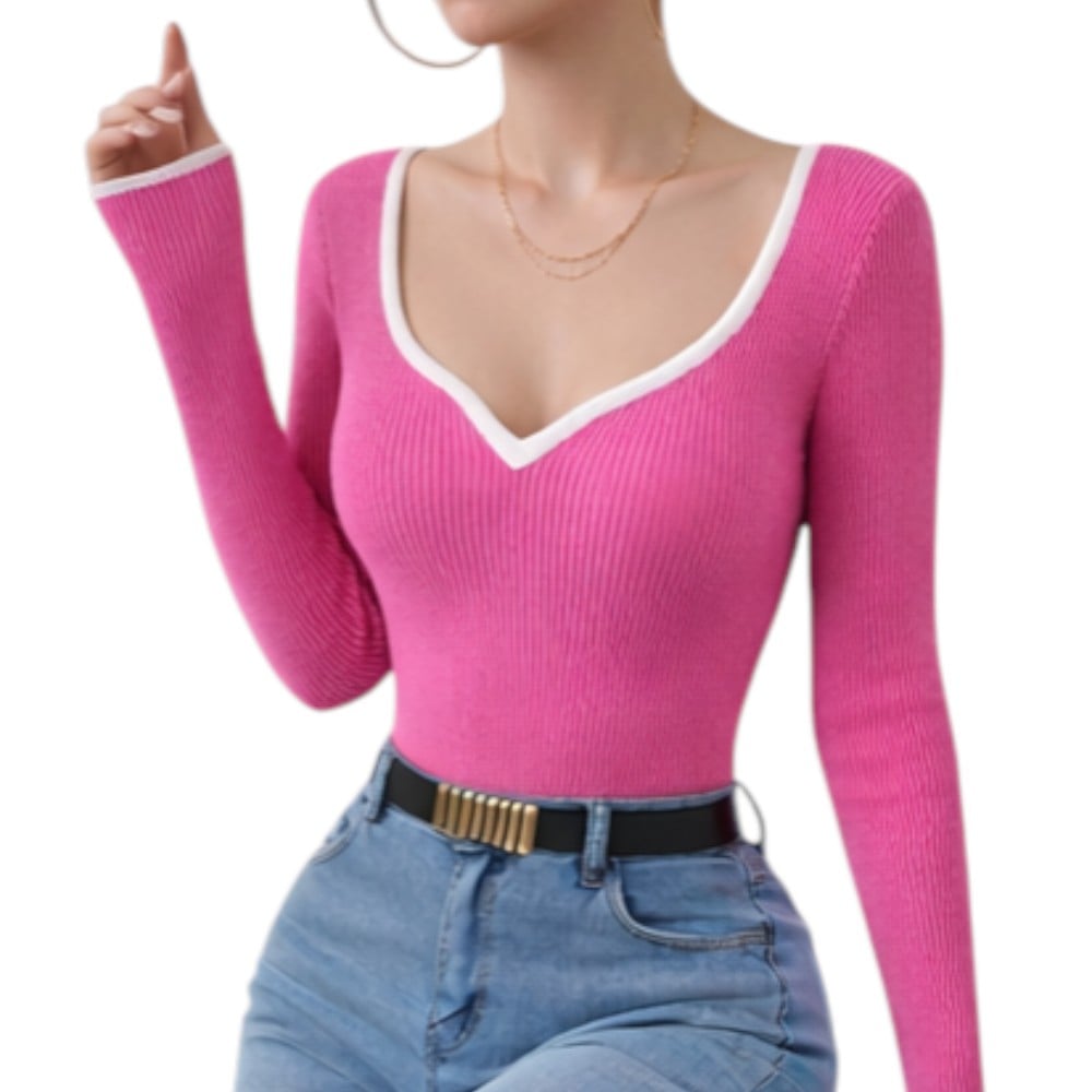 POLO CORAZON MANGA LARGA RIB GRUESO ALGODON TIC-14 COLOR ROSA CHICLE - 1